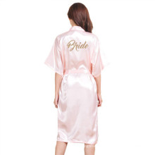 2019 High Quality New Silk Satin Bridal Wedding Robes Golden Bride nightgowns Half Sleeves Knee Length Women's Sleepwear